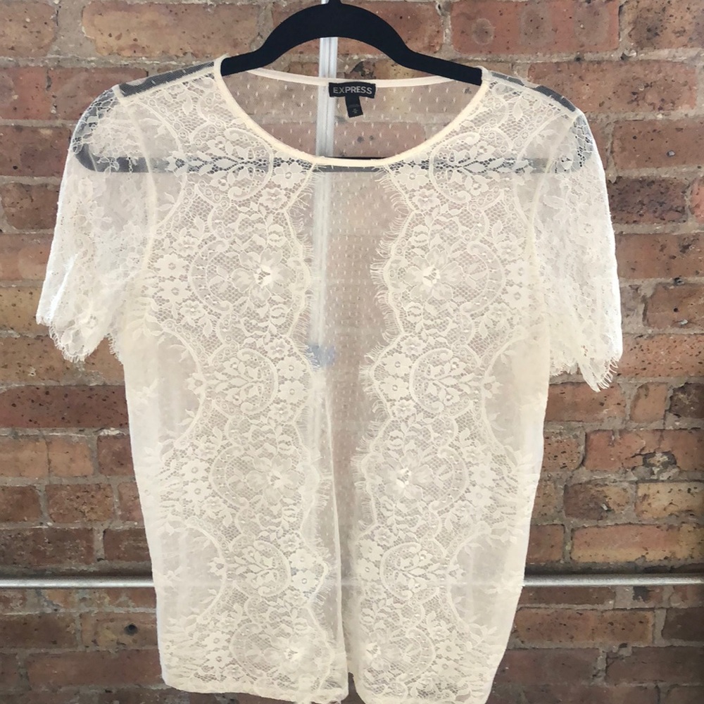 Express cream lace top size medium - Picture 1 of 4